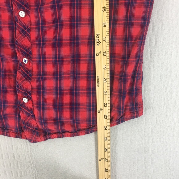 Epic Threads Shirt Junions Size Large Elbow Patches Red Plaid Button Up Outdoor - Picture 13 of 16